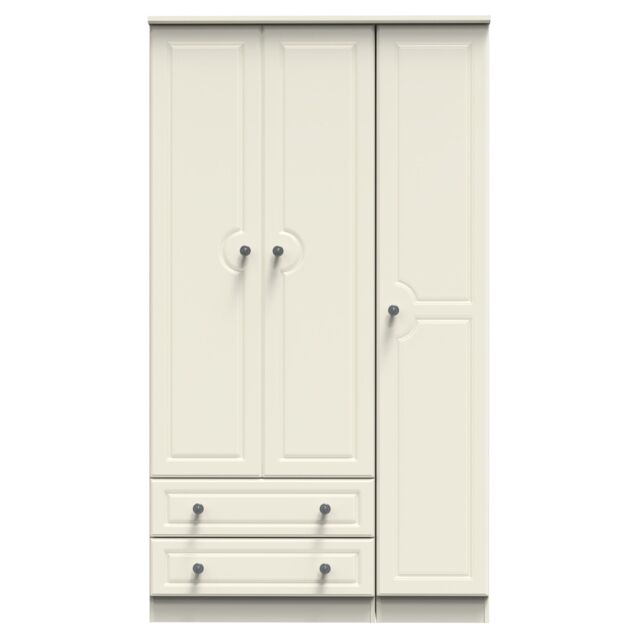 Ready Assembled 2 U Stirling Triple Wardrobe with 2 Drawers (Ready Assembled) in Cream - image 1