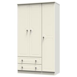 Ready Assembled 2 U Stirling Triple Wardrobe with 2 Drawers (Ready Assembled) in Cream - thumbnail 3