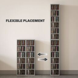 HOMCOM Set of 2 CD Storage Units with Adjustable Shelves, Cement Grey - thumbnail 5