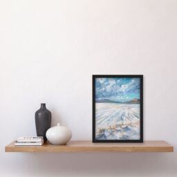"Artery8 White Sands Luskentyre Beach Isle Harris Painting Framed Art Print in Blue - Size: W12"" x H16""" - thumbnail 4