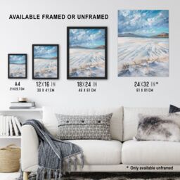 "Artery8 White Sands Luskentyre Beach Isle Harris Painting Framed Art Print in Blue - Size: W12"" x H16""" - thumbnail 3