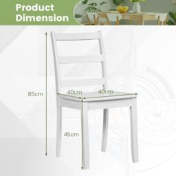 Costway Dining Chairs Set of 4 Ladder Back Side Chairs w/Rubber Wood Legs in White - thumbnail 2
