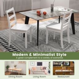 Costway Dining Chairs Set of 4 Ladder Back Side Chairs w/Rubber Wood Legs in White - thumbnail 5