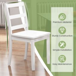 Costway Dining Chairs Set of 4 Ladder Back Side Chairs w/Rubber Wood Legs in White - thumbnail 4