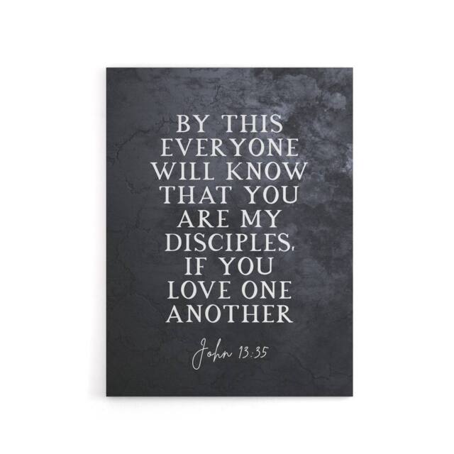 "Artery8 John 13 35 My Disciples Love One Bible Quote Canvas Wall Art Print in Grey - Size: W18"" x H24""" - image 1