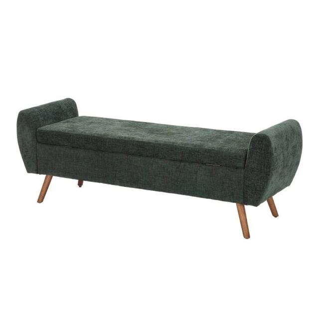 "KORVIXA Large Bench 60""x18""x21"" Green Storage Ottoman Bench Bed End - Size: 100 cm x 100 cm" - image 1