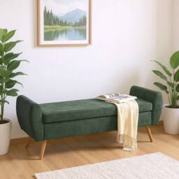 "KORVIXA Large Bench 60""x18""x21"" Green Storage Ottoman Bench Bed End - Size: 100 cm x 100 cm" - thumbnail 3