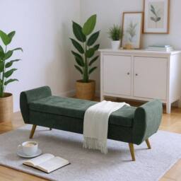 "KORVIXA Large Bench 60""x18""x21"" Green Storage Ottoman Bench Bed End - Size: 100 cm x 100 cm" - thumbnail 4