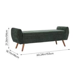"KORVIXA Large Bench 60""x18""x21"" Green Storage Ottoman Bench Bed End - Size: 100 cm x 100 cm" - thumbnail 2
