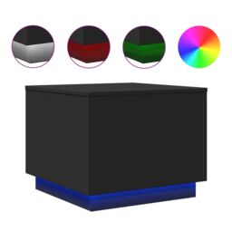 Berkfield Home Coffee Table with LED Lights Black 50x50x40 cm - Size: 50 x 50 x 40 cm - thumbnail 2