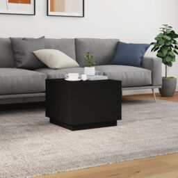 Berkfield Home Coffee Table with LED Lights Black 50x50x40 cm - Size: 50 x 50 x 40 cm - thumbnail 4