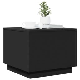 Berkfield Home Coffee Table with LED Lights Black 50x50x40 cm - Size: 50 x 50 x 40 cm - thumbnail 6