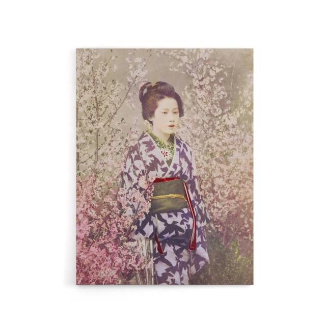 "Artery8 Geisha & Cherry Blossom Canvas Wall Art Print Ogawa Kazumasa in Pink - Size: W18"" x H24""" - image 1