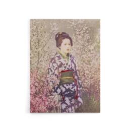 "Artery8 Geisha & Cherry Blossom Canvas Wall Art Print Ogawa Kazumasa in Pink - Size: W18"" x H24""" - thumbnail 1