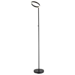 Happy Homewares Modern LED Halo Ring Floor Lamp with CCT Dimmer Button in Black - thumbnail 1