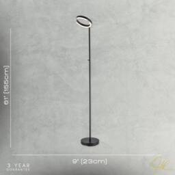 Happy Homewares Modern LED Halo Ring Floor Lamp with CCT Dimmer Button in Black - thumbnail 7