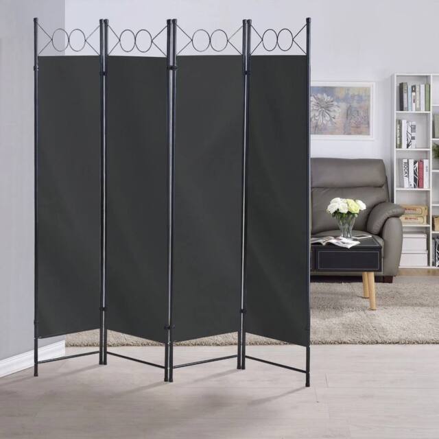 EONLION 4 Panel Room Divider 164cm Folding Privacy Screen in Black - Size: 100 cm - image 1