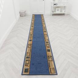 runrug Hallway Runner Rug - Non-Slip, Hardwearing, 5.4mm - 'Jena' in Blue - Size: 80 cm x 330 cm - thumbnail 5