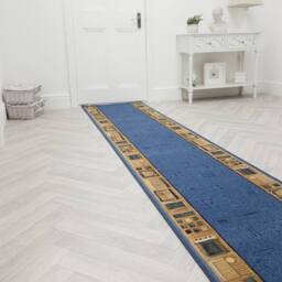runrug Hallway Runner Rug - Non-Slip, Hardwearing, 5.4mm - 'Jena' in Blue - Size: 80 cm x 330 cm - thumbnail 3