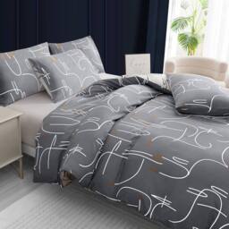 Pamposh Hypoallergenic Duvet Cover Set Reversible Bedding Sets in Grey - Size: Single - thumbnail 6