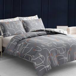 Pamposh Hypoallergenic Duvet Cover Set Reversible Bedding Sets in Grey - Size: Single - thumbnail 4