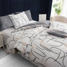 Pamposh Hypoallergenic Duvet Cover Set Reversible Bedding Sets in Grey - Size: Single - thumbnail 7