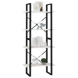 Berkfield Home 4-Tier Book Cabinet White 60x30x140 cm Solid Pine Wood - Size: 60 x 30 x 140 cm - thumbnail 4