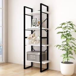 Berkfield Home 4-Tier Book Cabinet White 60x30x140 cm Solid Pine Wood - Size: 60 x 30 x 140 cm - thumbnail 2