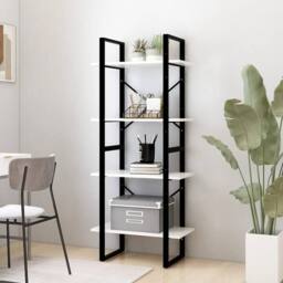 Berkfield Home 4-Tier Book Cabinet White 60x30x140 cm Solid Pine Wood - Size: 60 x 30 x 140 cm - thumbnail 3