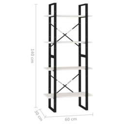 Berkfield Home 4-Tier Book Cabinet White 60x30x140 cm Solid Pine Wood - Size: 60 x 30 x 140 cm - thumbnail 8