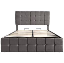 STILVORA 4ft6 Double Ottoman Bed with Hydraulic Storage in Grey - thumbnail 9