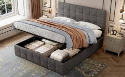 STILVORA 4ft6 Double Ottoman Bed with Hydraulic Storage in Grey - thumbnail 5