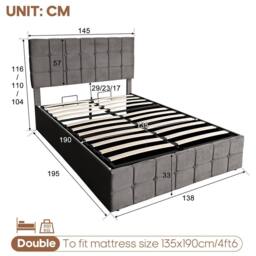 STILVORA 4ft6 Double Ottoman Bed with Hydraulic Storage in Grey - thumbnail 4