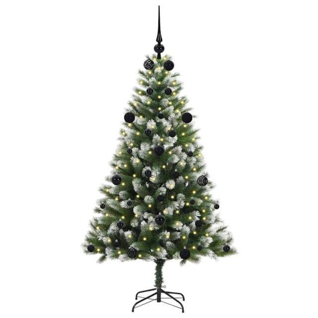 Berkfield Home Lush Artificial Hinged Christmas Tree with Flocked Snow 150 cm in Green - image 1