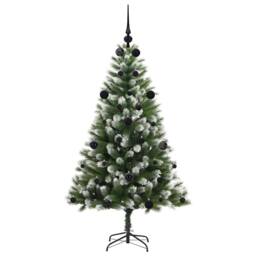 Berkfield Home Lush Artificial Hinged Christmas Tree with Flocked Snow 150 cm in Green - thumbnail 4