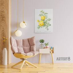 "Artery8 Yellow Rose Botanical Redoute Vintage Canvas Wall Art in White - Size: W18"" x H24""" - thumbnail 3