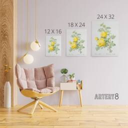"Artery8 Yellow Rose Botanical Redoute Vintage Canvas Wall Art in White - Size: W18"" x H24""" - thumbnail 4