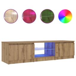 Berkfield Home TV Cabinet with LED Lights Artisian Oak 140x40x35.5 cm Engineered Wood in Brown - thumbnail 1