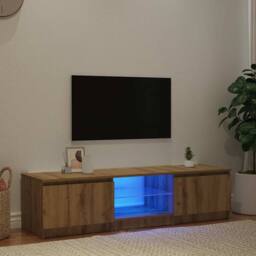 Berkfield Home TV Cabinet with LED Lights Artisian Oak 140x40x35.5 cm Engineered Wood in Brown - thumbnail 3