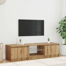 Berkfield Home TV Cabinet with LED Lights Artisian Oak 140x40x35.5 cm Engineered Wood in Brown - thumbnail 2