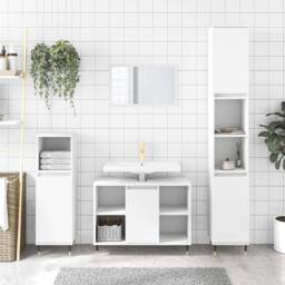 Berkfield Home Modern 3 Piece Bathroom Furniture Set White Engineered Wood - thumbnail 2