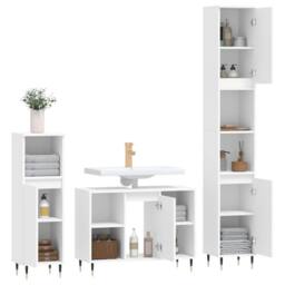 Berkfield Home Modern 3 Piece Bathroom Furniture Set White Engineered Wood - thumbnail 4