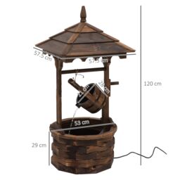 OUTSUNNY Retro Rustic Wooden Barrel Well Garden Fountain withPump Garden Outdoor Decor in Tan - thumbnail 3
