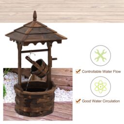 OUTSUNNY Retro Rustic Wooden Barrel Well Garden Fountain withPump Garden Outdoor Decor in Tan - thumbnail 6
