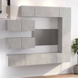Berkfield Home Classic 7 Piece TV Cabinet Set Concrete Grey Engineered Wood - thumbnail 2