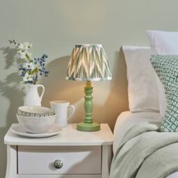 Netlighting Bibury Green Table Lamp Green Fabric Zigzag Shade 20cm B22 - thumbnail 2