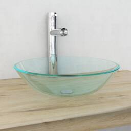 Berkfield Home Basin Tempered Glass 42 cm Transparent in Clear