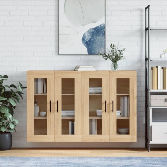 Berkfield Home Wall Mounted Cabinets 2 pcs Sonoma Oak Engineered Wood in Brown - image 1