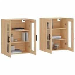 Berkfield Home Wall Mounted Cabinets 2 pcs Sonoma Oak Engineered Wood in Brown - thumbnail 3