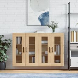 Berkfield Home Wall Mounted Cabinets 2 pcs Sonoma Oak Engineered Wood in Brown - thumbnail 1